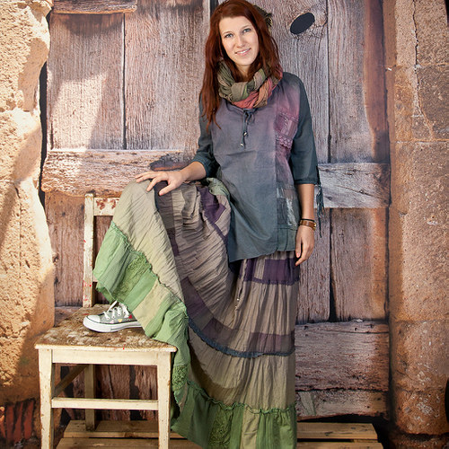 Dlouhá sukně patchwork - vel.L/XL — foto 3