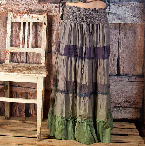 Dlouhá sukně patchwork - vel.L/XL — foto 4