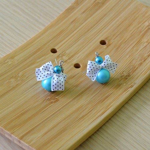Náušnice Retro Dots - modré — foto 2
