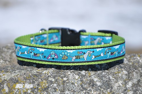 Obojek s jezevčíky modrý 25 - 35 cm — foto 3