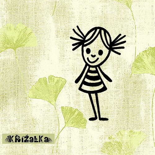 Holčička v pruhovaných šatech - razítko 5,5 x 3 cm — foto 2