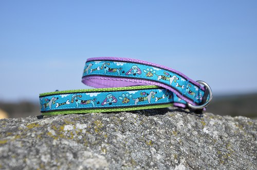 Obojek s jezevčíky modrý 25 - 35 cm — foto 6
