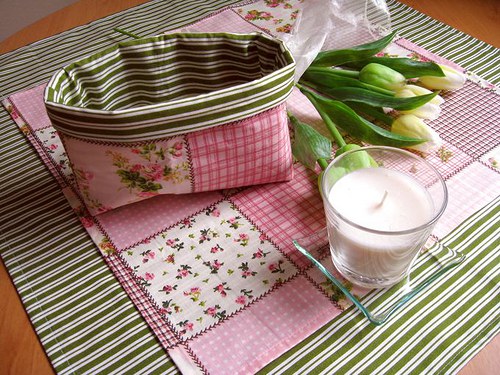 Růžový Patchwork na Zeleném Proužku.... — foto 2