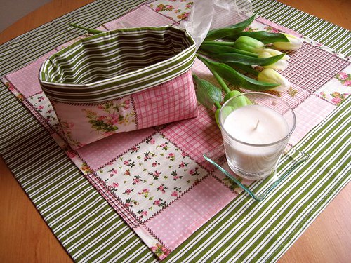 Růžový Patchwork na Zeleném Proužku.... — foto 4