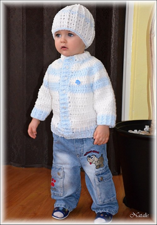 Souprava dětská---čepička a svetřík — foto 3