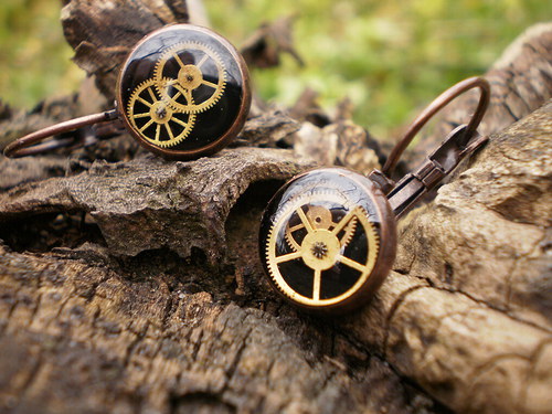 Černé steampunkové náušnice II. — foto 2