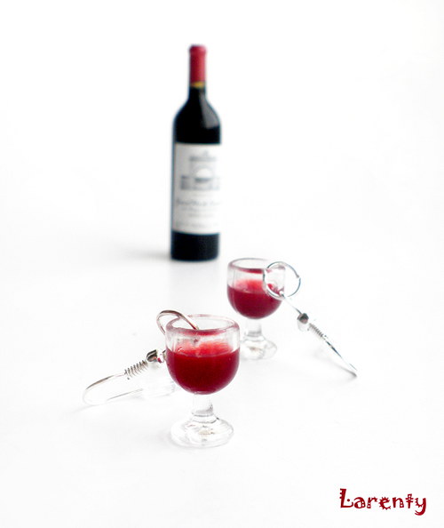 Vinové naušničky - červené — foto 2