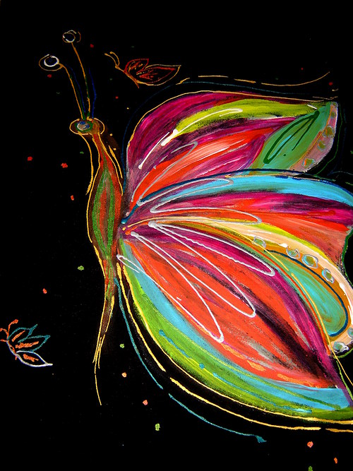 Rucne malovane tricko, motyl — foto 6