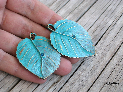 Náušnice ,,TURQUOISE LEAVES,, — foto 2