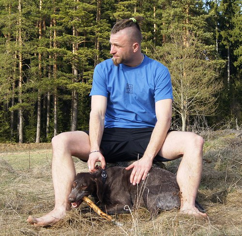 Modré panské triko roztančené — foto 2
