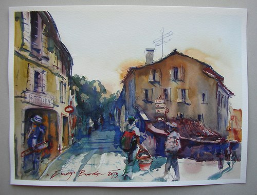 Z Moustiers,originální akvarel — foto 2