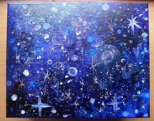 Malovaná velká krabička - galaxy — foto 4