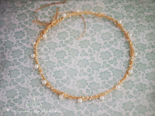 Rustikální tiara s champagne perličkami — foto 2