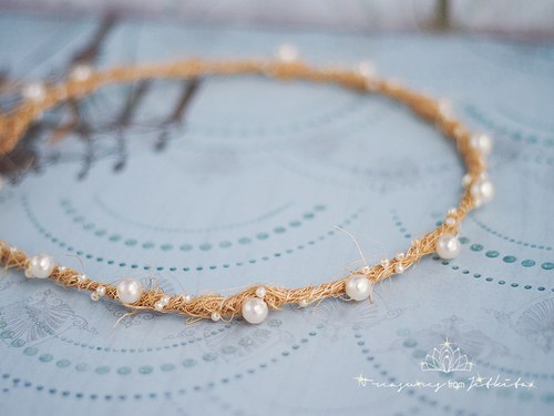 Rustikální tiara s champagne perličkami — foto 3
