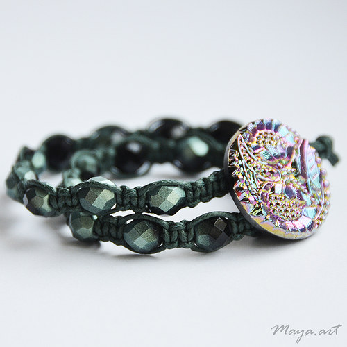 Černozelený náramek "MACRAME BRACELET" — foto 2