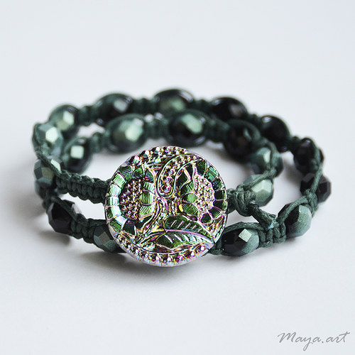 Černozelený náramek "MACRAME BRACELET" — foto 3