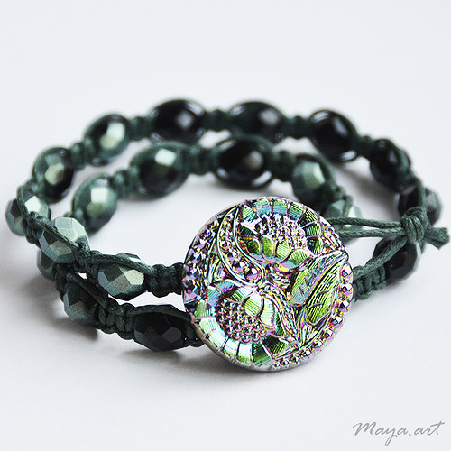 Černozelený náramek "MACRAME BRACELET" — foto 4