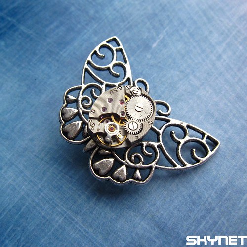 Steampunkový motýlek - brož — foto 2