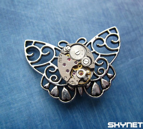 Steampunkový motýlek - brož — foto 3