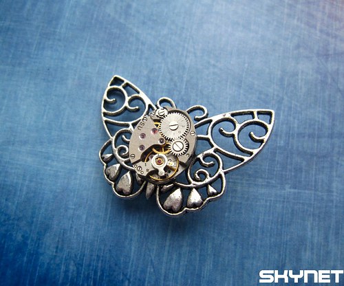 Steampunkový motýlek - brož — foto 5