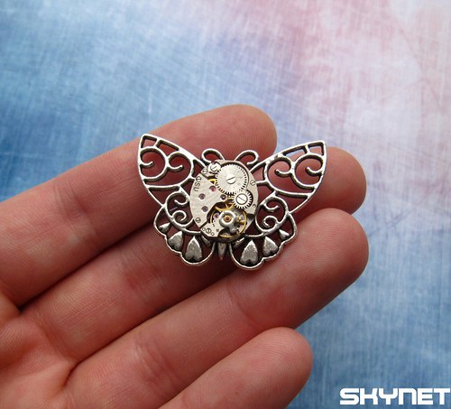 Steampunkový motýlek - brož — foto 6