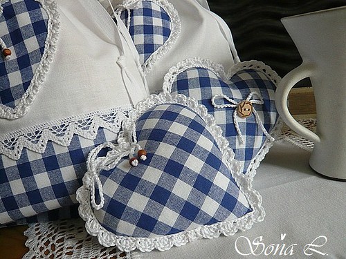 Srdíčko nejen do chalupy ~ modrobílá kostička — foto 2