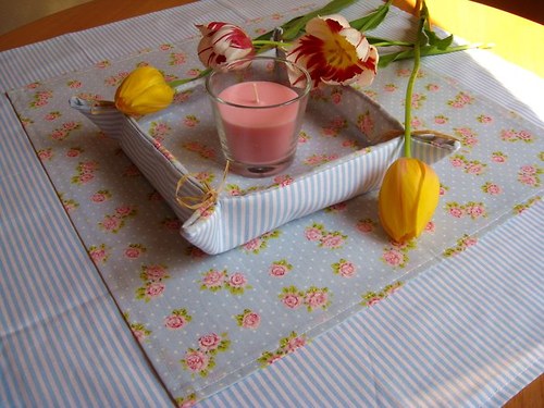 MODRÁ KYTÍ na MODRÉM prožku + košíček — foto 2
