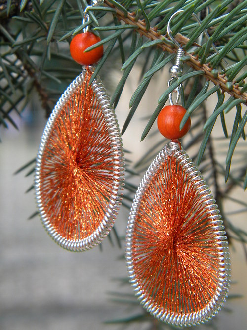 Naušnice - oranžové třpytky — foto 5