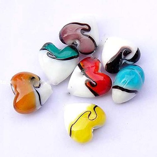 Srdíčka Lampwork 20mm - 5ks - Mix — foto 2