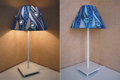 Modrá hedvábná korálková lampa — foto 2