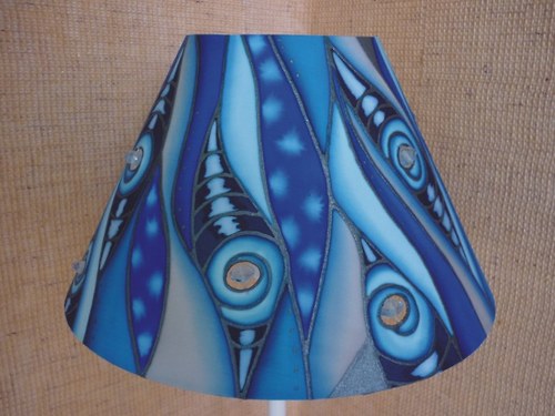 Modrá hedvábná korálková lampa — foto 3
