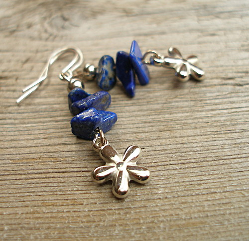 Flower Lapis .... náušničky + nerez háčky — foto 2