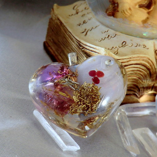 Orgonitové srdíčko (C5) s Ametystem /Chalcedon — foto 4