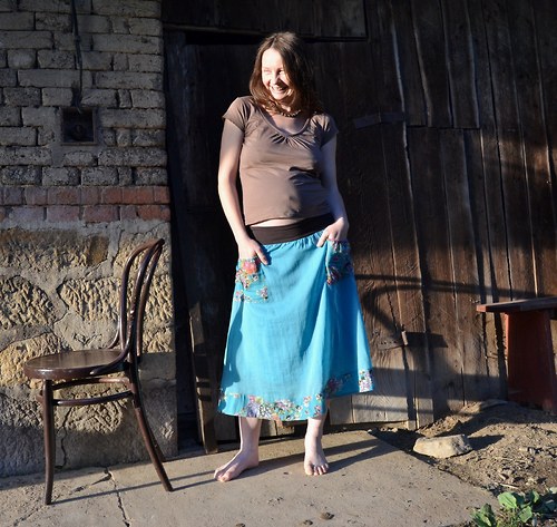 Sukně,lehounkáááá...tyrkysová — foto 3