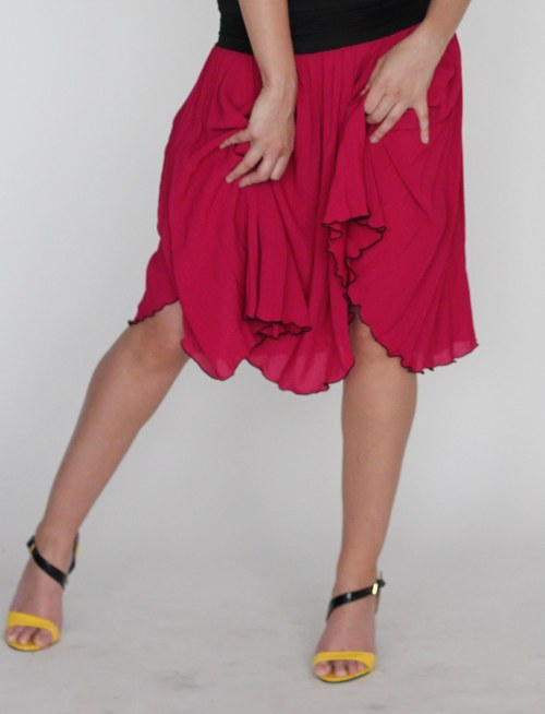 Fuchsiová kolová sukně — foto 2