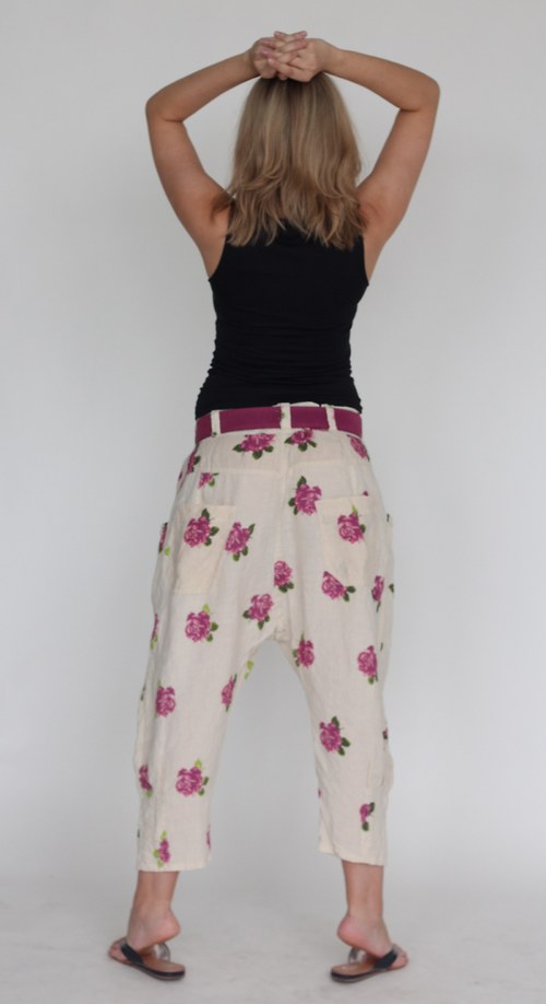 Lněné kalhoty s růžičkami — foto 5