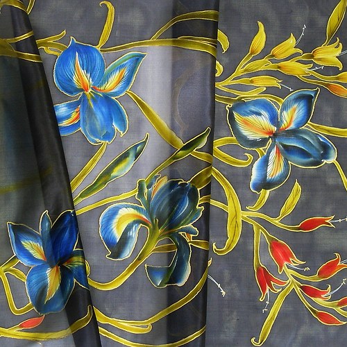 Ručně malovaná hed. šála "IRIS" — foto 5