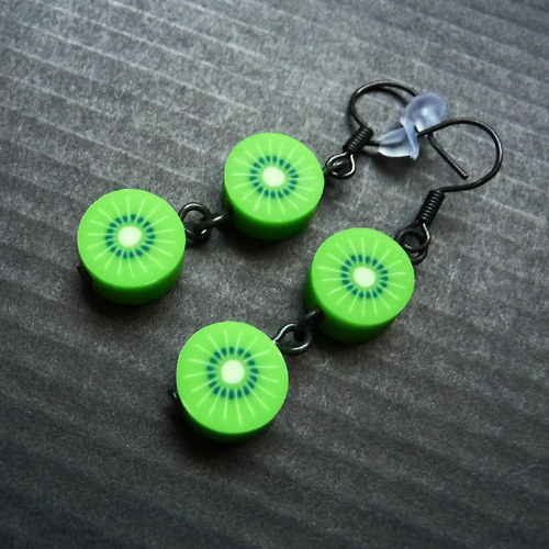 Kiwi fimo náušnice — foto 2