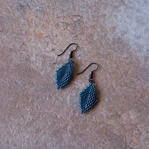 Šité náušnice "Silver-Lined Teal" — foto 2