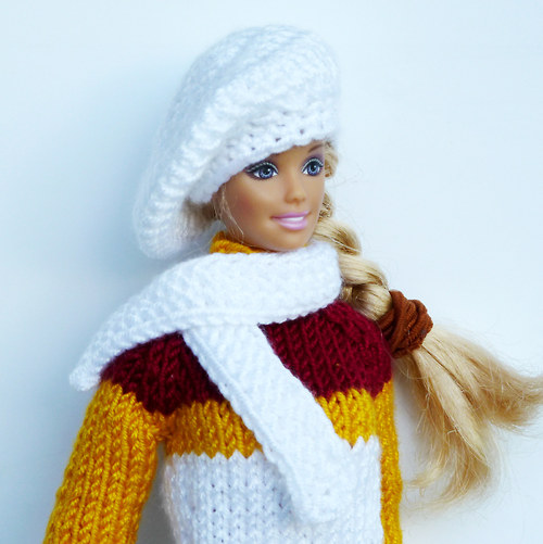 WHITE baret a šála pro Barbie — foto 2