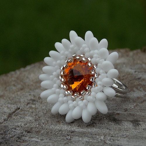 Kopretina Romantická - Swarovski - prsten... — foto 2