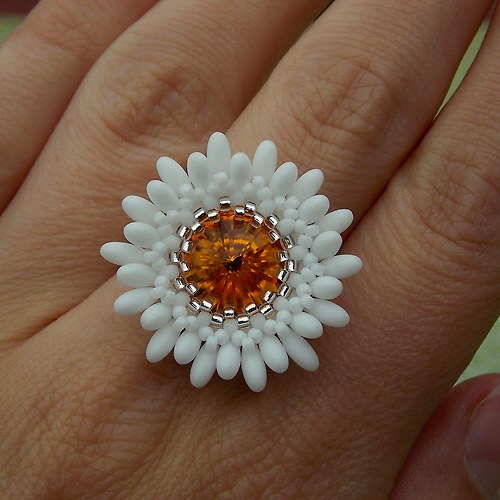 Kopretina Romantická - Swarovski - prsten... — foto 3