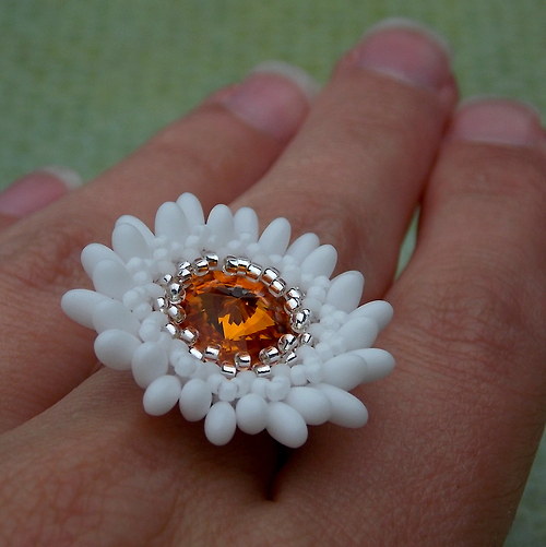 Kopretina Romantická - Swarovski - prsten... — foto 4