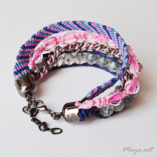 Růžovomodrý náramek "EMBRACING BRACELET" — foto 3
