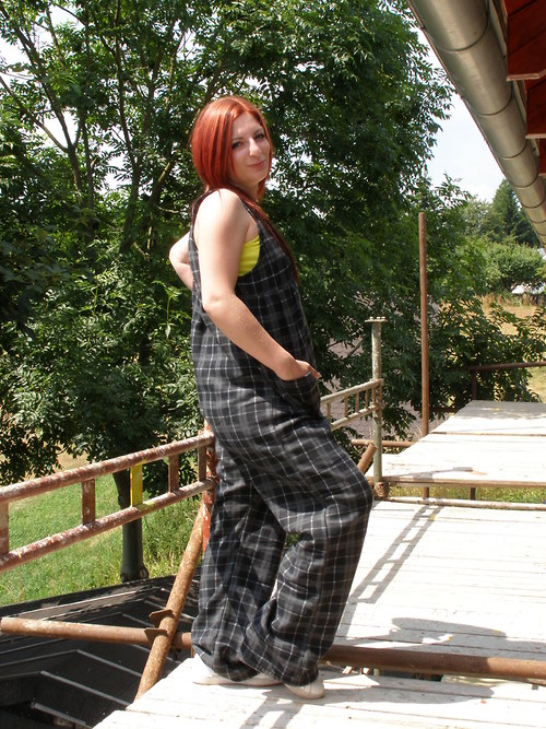 Krtečkové gatě - Tmavé káro — foto 3