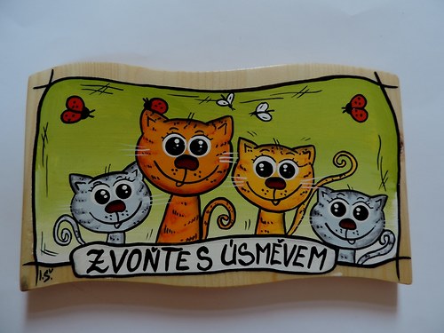 Dřevěná uvítací cedule-kočičky — foto 2