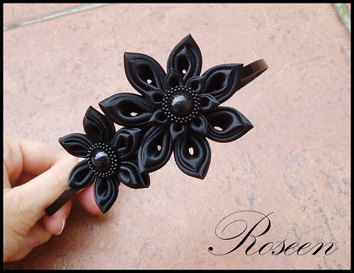 Kanzashi čelenka Black Swan — foto 2