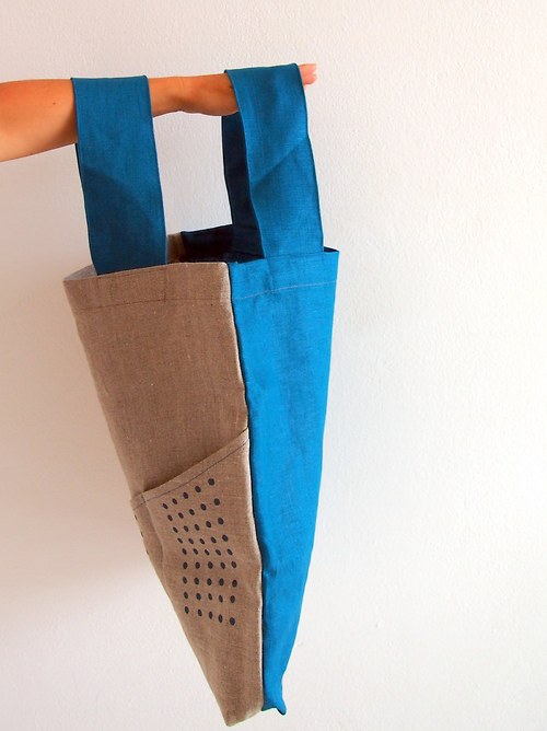 Lněná taška / turquoise points — foto 6