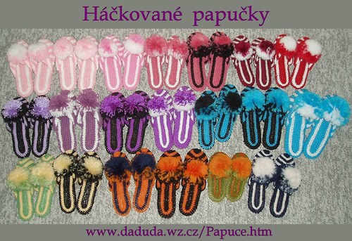 Háčkované papuče - modrobéžové — foto 2