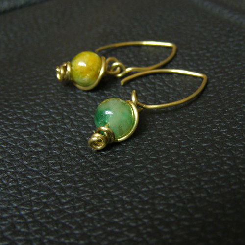 Brass, green and orange II. - náušnice — foto 3